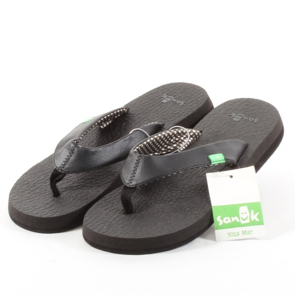 Sanuk Yoga Mat Flipflop Womens Thong Sandals Black - Picture 2 of 8